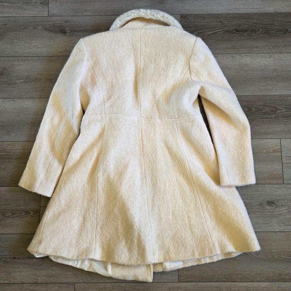 INC Faux-Fur-Trim Asymmetrical Walker Midi Coat Ivory Womens XL Wool Overcoat - Picture 3 of 7